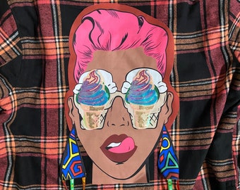 Large Ice-cream eyes back patch woman