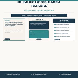Social-Media-Vorlagen für das Gesundheitswesen (Canva) | Instagram-Vorlagen für Pflegekräfte | Content-Kit für medizinisches Fachpersonal | 30 bearbeitbare Vorlagen