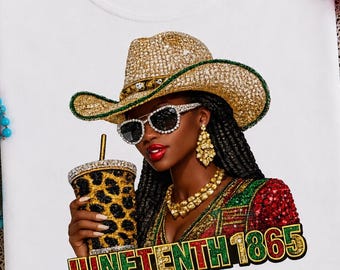 Juneteenth 1865 Comfort Colors Shirt, Black Cowgirl Western Tee, African American Graphic T-Shirt POD Design, Juneteenth Shirt