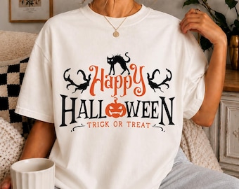Camiseta de fantasma para Halloween, Camiseta de fantasma adorable para Halloween, Camiseta espeluznante para Halloween, Camiseta de truco o trato, Camiseta de fantasma para otoño, Regalo de Halloween para mujer
