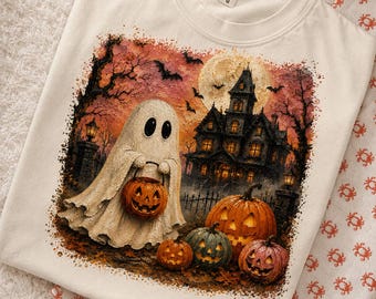 Fantasma de Halloween PNG, Casa Embrujada PNG, Halloween Espeluznante PNG, Calabaza PNG, Imágenes prediseñadas de fantasmas, Diseño de sublimación de Halloween, Calabaza de Halloween
