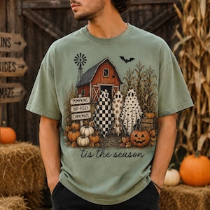 Cute Ghost Shirt, Spooky Season Shirt, Pumpkin Patch Shirt, Vintage Halloween Shirt, Fall Ghost Tee, Autumn Farm Shirt, Ghost Halloween Tee