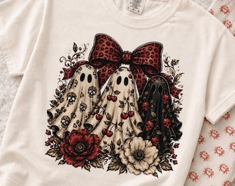 Ghost PNG, Halloween Ghost PNG, Cute Ghost PNG, Coquette Halloween Png, Floral Ghost Clipart, Pink Ghost Png, Sublimation Design