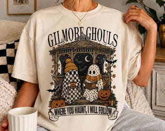 Camiseta "Donde tú te quedes, te seguiré", Camiseta de fantasmas para parejas, Camiseta a juego para Halloween, Camiseta de temporada espeluznante, Camiseta divertida de otoño