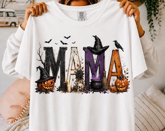 Mamá Halloween PNG, Mamá Espeluznante PNG, Halloween Retro PNG, Diseño de Sublimación de Halloween, Calabaza Fantasma PNG, Descarga Digital de Otoño