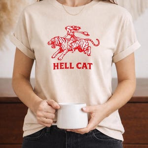 Hell cat shirt, vintage cowgirl tiger t-shirt, western graphic tee, retro rodeo style shirt, edgy outlaw aesthetic gift