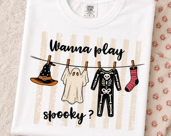 ¿Quieres jugar a Halloween? PNG, Lindo Halloween PNG, Disfraz de fantasma PNG, Sublimación de Halloween para niños, Truco o trato PNG, Imágenes prediseñadas divertidas de Halloween