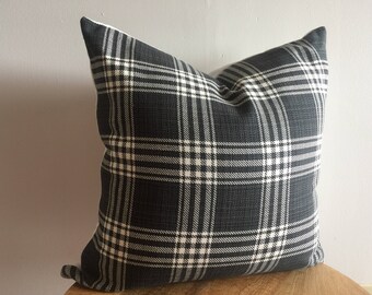 plaid pillow cover black gray tan Black and Tan Quilted Star Pillow Cover