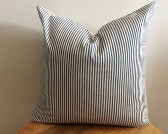 Caitlin wilson french stripe navy blue white pillow cover extra long lumbar Euro sham fabric French chic horizontal or vertical stripe