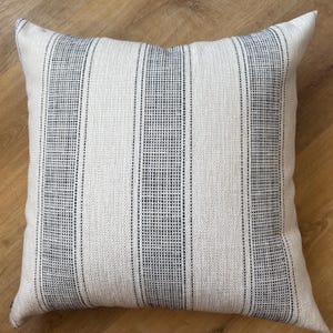 Sunbrella Coastal Boho Outdoor Pillow Cover – Navy Blue & White Striped, Scandinavian Modern Decor, Woven Cushion in Multiple Sizes