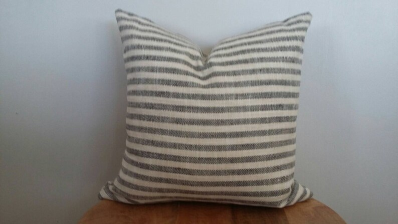 Designer buffalo check gray cream off white pillow cover modern woven chic Euro sham extra long lumbar country rustic image 5