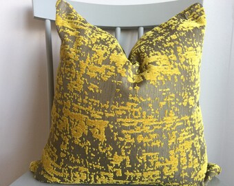 Designer burnout citrine grey pillow cover velvet abstract loft studio lumbar euro sham cushion toss modern luxe