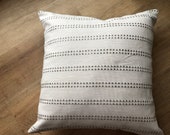 Modern raised dotted stripe pillow cover neutral greige beige grey cream white textural available in multiple sizes high performance fabric