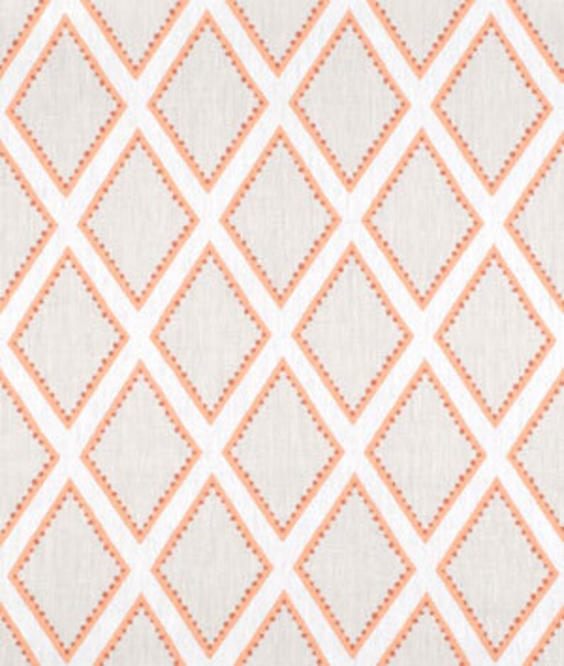 Designer Sarah Richardson Kravet fabric brookhaven coral orange pillow cover taupe beige gray white geo diamond euro sham lumbar solid