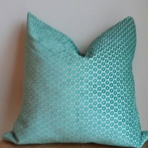 Teal green blue geometric dot velvet Teal Velvet pillow cover 26x26, throw