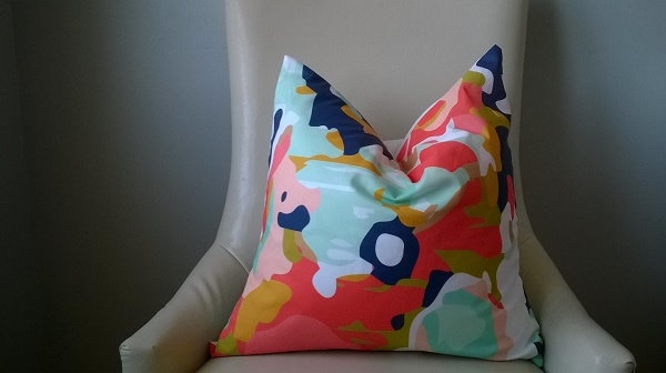 Designer Fabric coral white mint green navy blue pink abstract pillow cover euro sham 16 18 20 22 24 26 cushion nursery lumbar