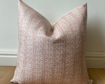 Designer block print vine floral pink pillow cover modern farmhouse textured organic-feel available in multiple sizes hygge