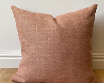 High end boho woven pillow cover clay terracotta pink linen textured pillow cover euro sham nursery extra long lumbar euro Christmas