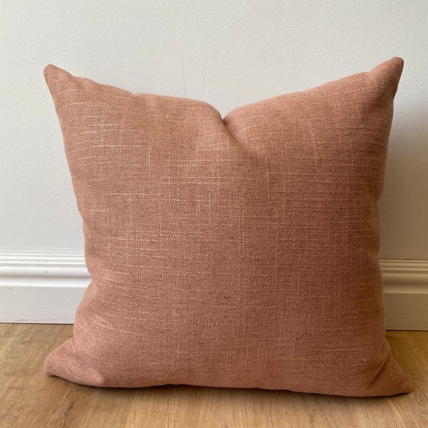 High end boho woven pillow cover clay terracotta pink linen textured pillow cover euro sham nursery extra long lumbar euro Christmas