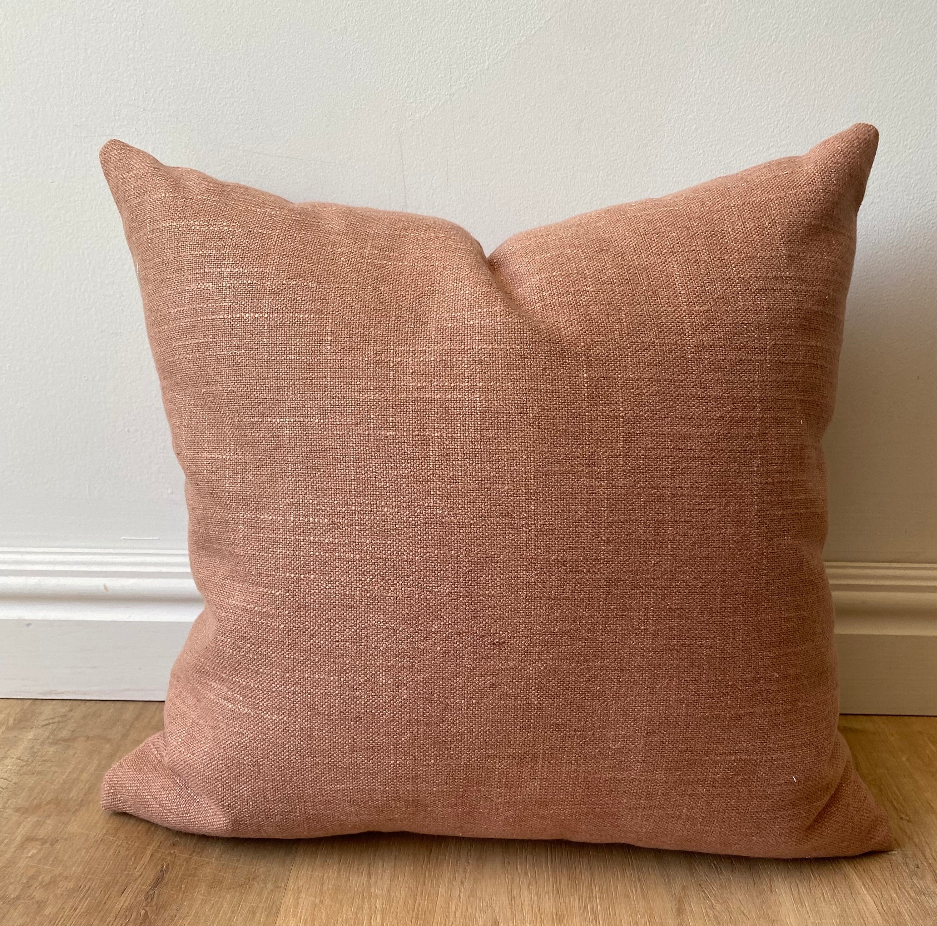 Tay Solid Beige Linen Throw Pillow for Modern Farmhouse Decor