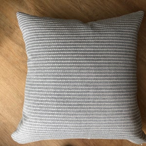 Modern raised dotted stripe pillow cover spa sky blue cream white textural available in multiple sizes high performance fabric coastal beach image 5