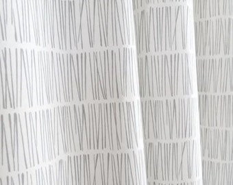 Beautiful , stone grey and white flax graphic lines matchstick pattern curtain panels 48x84 48x96 48x108 54x84 54x96 54x108 or custom sizes