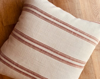 Designer insideout coastal indoor outdoor boho stripe modern woven clay beige pillow cover available in multiple sizes Scandinavian