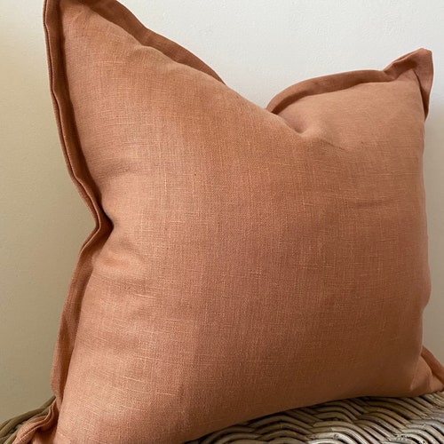Designer Linen Clay Terracotta Rose Pillow Cover Euro Sham Etsy