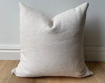 Designer insideout outdoor coastal boho creamy sand tone chenille texture pillow cover available in multiple sizes Scandinavian