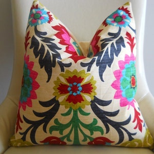 Waverly Santa Maria pillow cover throw toss pink fushcia navy blue emerald green floral lumbar euro sham cushion