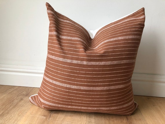 Kufri cusco stripe terracotta rust off Pillow cover Cusco Stripe Terracotta