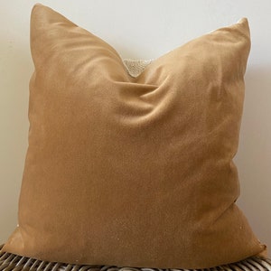 Designer nutmeg brown velvet pillow cover earthy modern farmhouse textured organic-feel available in multiple sizes hygge