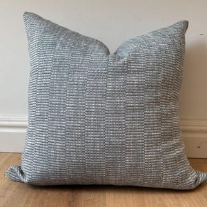 Boho Woven Striped Pillow Cover  Navy Blue & White Textured Cushion, Euro Sham and Lumbar Sizes, Coastal Nursery Decor