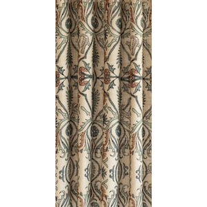 Panel de cortina con estampado de bloques / Cortinas de lino que filtran la luz / Tratamiento de ventana de diseño bohemio / Cortina moderna de estilo rústico / Largo personalizado disponible