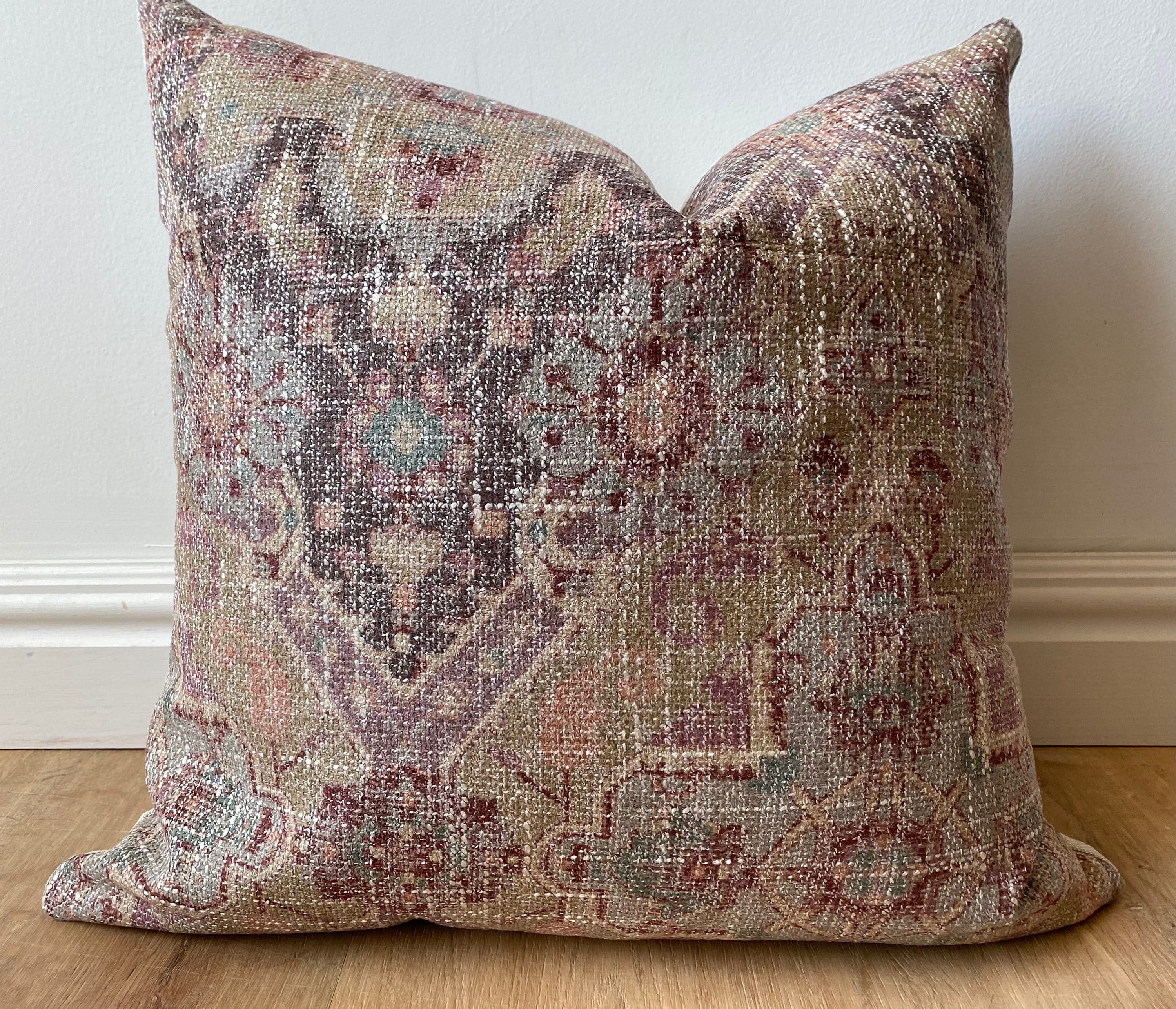 High end vintage tapestry rug look boho plum purple blue pink gold brown pillow cover euro sham nursery extra long lumbar euro