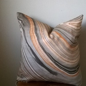 Designer Fabric agate marbleized marble print graphic throw toss pillow cover gray black gold white organic nature graphite