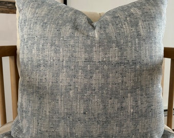 High end boho woven pillow cover  chambray blue beige textured pillow cover euro sham nursery extra long lumbar euro Christmas