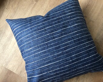 Pindler and Pindler stripe horizontal indigo blue beige geometric fabric extra long lumbar pillow cover toss modern boho euro