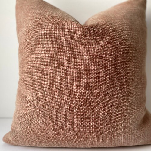 Designer Linen Clay Terracotta Rose Pillow Cover Euro Sham Etsy