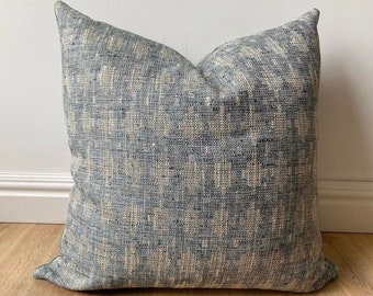 High end boho woven pillow cover indigo denim blue beige textured pillow cover euro sham nursery extra long lumbar euro Christmas