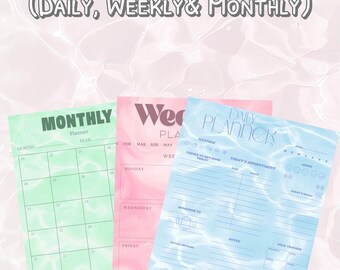 Digital Daily, Weekly & Monthly Planner | Printable Minimalist Organizer | Undated Productivity Journal PDF | Planner Pages