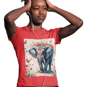 Colorful Elephant Graphic Tee, Bohemian Style Shirt, Elephant, Boho Elephant Tee, Vibrant Elephant T-Shirt, Artistic Elephant Design