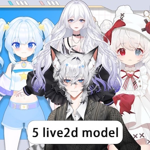 Five Vtuber Model | Live2d Model Bundle | Customizable Live2D Premade Vtuber | Editable & Rigging | Customized