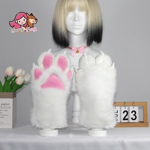 Cat Paws | Elegant Furry Handpaws | White Cat Handpaws | Bear Paws | Cosplay Character Hands | Convention Costume Accessories