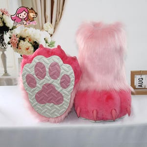 Pink Paws,Pink Custom Fursuit Shoes Paw,Free Choice Of Color! Cosplay Foot,Cat Paws,Puppy Paws,Fursuit Foot Paw,Cosplay Fluffy Paw