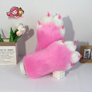 Furry Handpaws | Pink cat Handpaws | Soft Faux Fur Gloves | Cosplay Character Hands | Convention Costume Accessories
