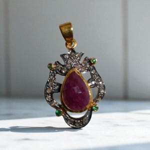 Gold Plated Sterling Silver Ruby Pendant Necklace: July Birthstone