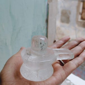 Clear Quartz Crystal Shiva Lingam: Spiritual Altar Decor, Hindu Puja