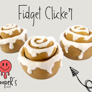 3D Printed Cinnamon Roll Toy, Unique Gift for Bakers and Pastry Lovers - Fidget Clicker Keychain for Stress Relief