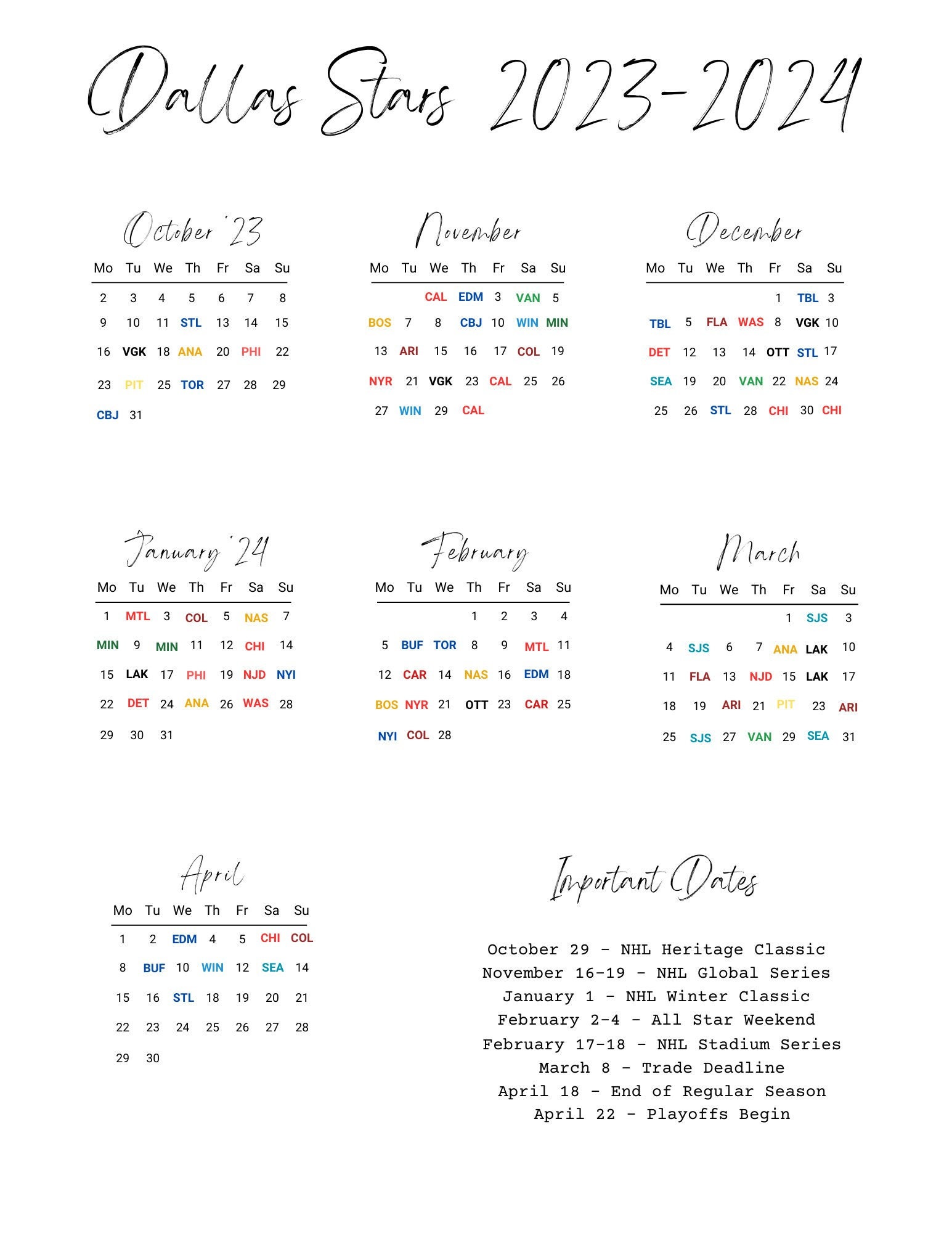 dallas-stars-2023-2024-printable-schedule-etsy